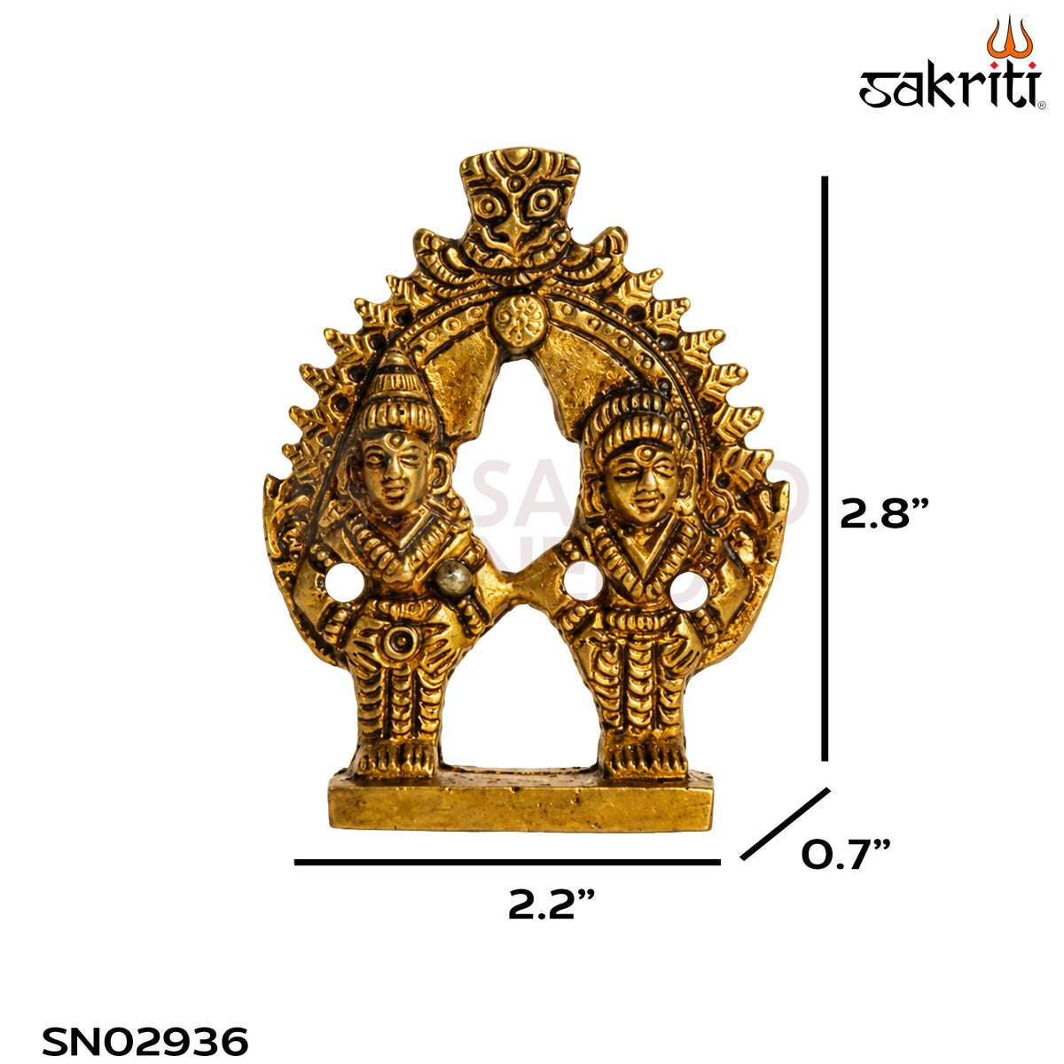 Brass Vitthal Rukmini Idol Set – 2.8 Inch (7.1 cm) Height | Lord Vitthal and Rukmini Statue for Pooja Room & Home Temple