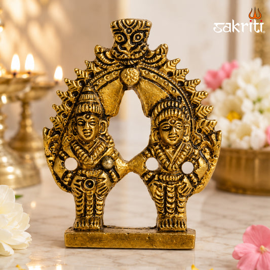 Brass Vitthal Rukmini Idol Set – 2.8 Inch (7.1 cm) Height | Lord Vitthal and Rukmini Statue for Pooja Room & Home Temple