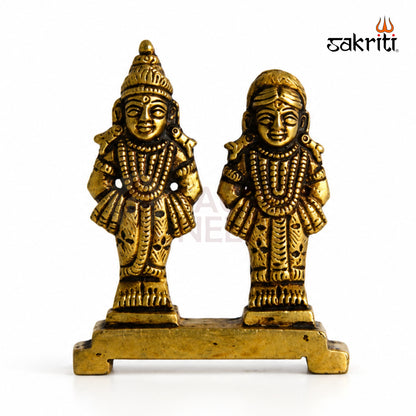 Brass Vitthal Rukmini Idol Set – 3.2 Inch (8.1 cm) Height | Lord Vitthal Rukmini Statue for Pooja Room & Home Temple