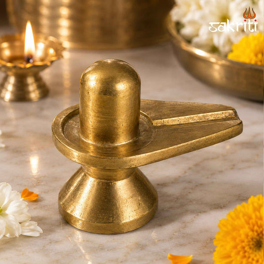 Brass Shiva Lingam – 2.2 Inch (5.6 cm) Height | Lord Shiva Lingam Idol for Pooja Room, Home Temple & Abhishekam