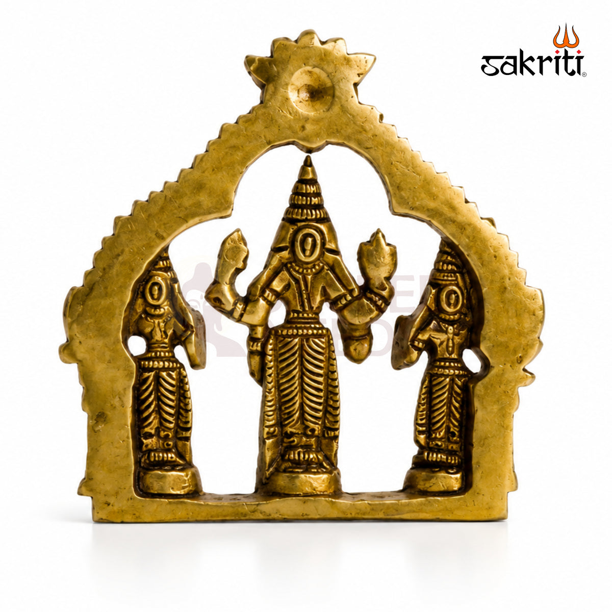 Brass Perumal Set – 4 Inch (10.2 cm) Height | Lord Vishnu Perumal Idol Set for Pooja Room, Home Temple & Devotional Décor