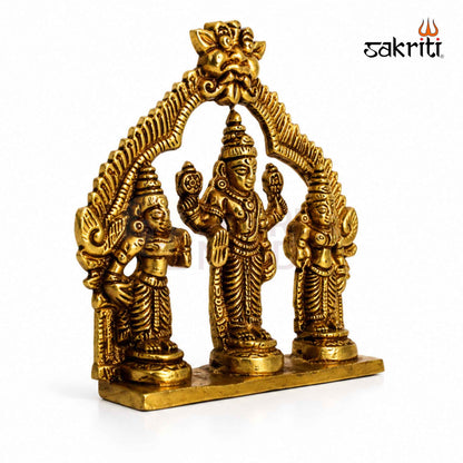 Brass Perumal Set – 4 Inch (10.2 cm) Height | Lord Vishnu Perumal Idol Set for Pooja Room, Home Temple & Devotional Décor