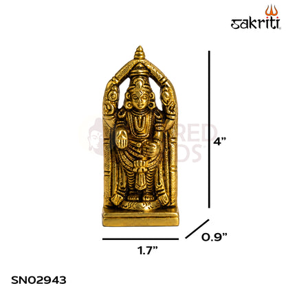 Brass Balaji Idol – 4 Inch (10.2 cm) Height | Lord Venkateswara Statue for Pooja Room, Home Temple & Devotional Décor