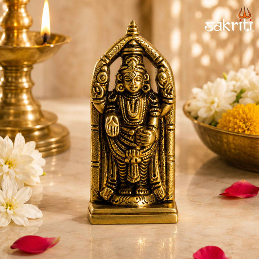 Brass Balaji Idol – 4 Inch (10.2 cm) Height | Lord Venkateswara Statue for Pooja Room, Home Temple & Devotional Décor