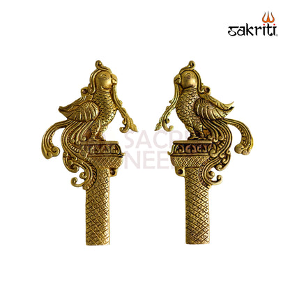 Sacred Needs Brass Parrot Wall Mount – 7.4 Inch Height (4.1 Inch Length) | Decorative & Auspicious Wall Hanging for Pooja Room, Temple & Home Décor