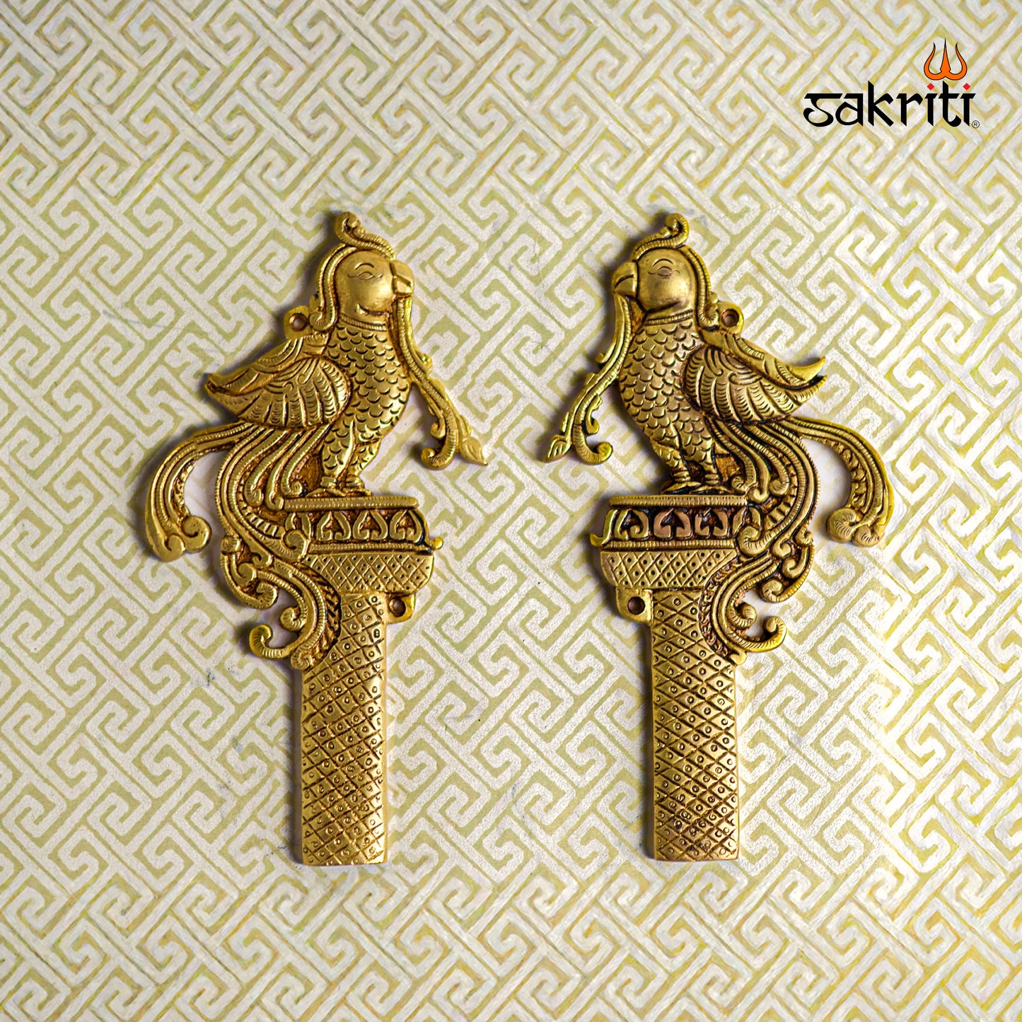 Sacred Needs Brass Parrot Wall Mount – 7.4 Inch Height (4.1 Inch Length) | Decorative & Auspicious Wall Hanging for Pooja Room, Temple & Home Décor