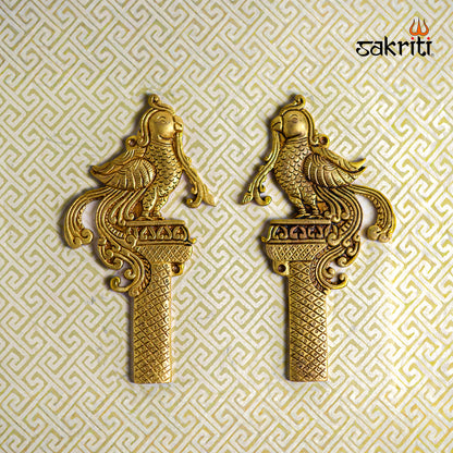 Sacred Needs Brass Parrot Wall Mount – 7.4 Inch Height (4.1 Inch Length) | Decorative & Auspicious Wall Hanging for Pooja Room, Temple & Home Décor
