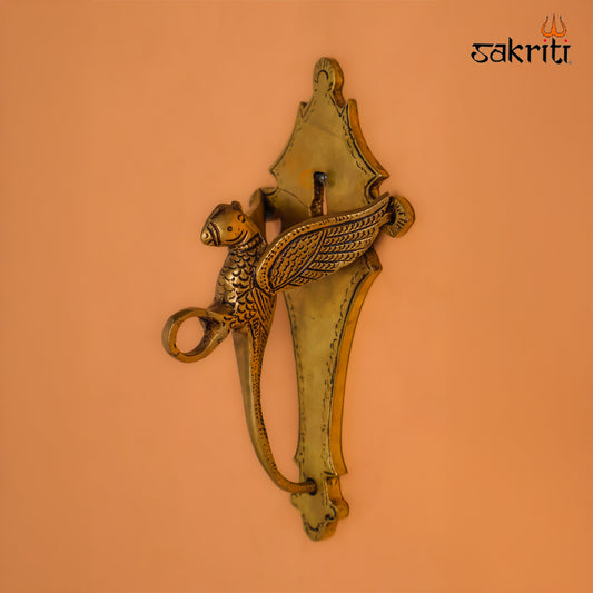 Sacred Needs Brass Parrot Bracket – 7.7 Inch (19.6 cm) Height | Decorative Brass Wall Bracket for Hanging Lamps, Urli & Pooja Room Décor