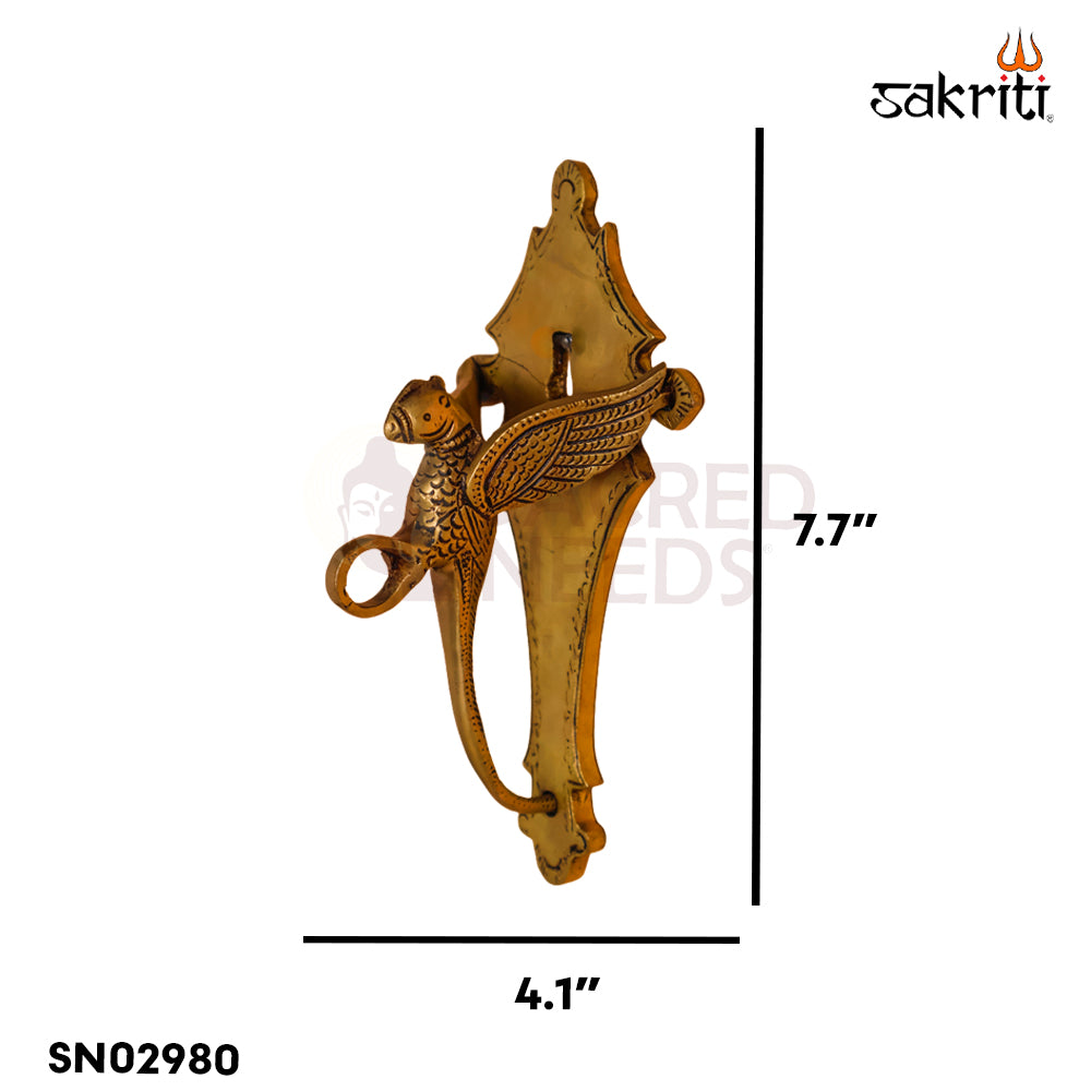 Sacred Needs Brass Parrot Bracket – 7.7 Inch (19.6 cm) Height | Decorative Brass Wall Bracket for Hanging Lamps, Urli & Pooja Room Décor
