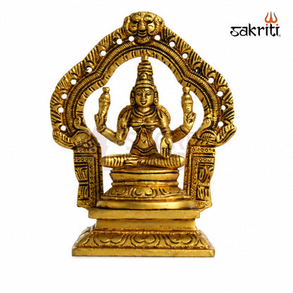 Brass Lakshmi Idol with Arch – 5.2 Inch (13.2 cm) Height | Goddess Lakshmi Statue for Home Temple, Pooja Room & Traditional Décor