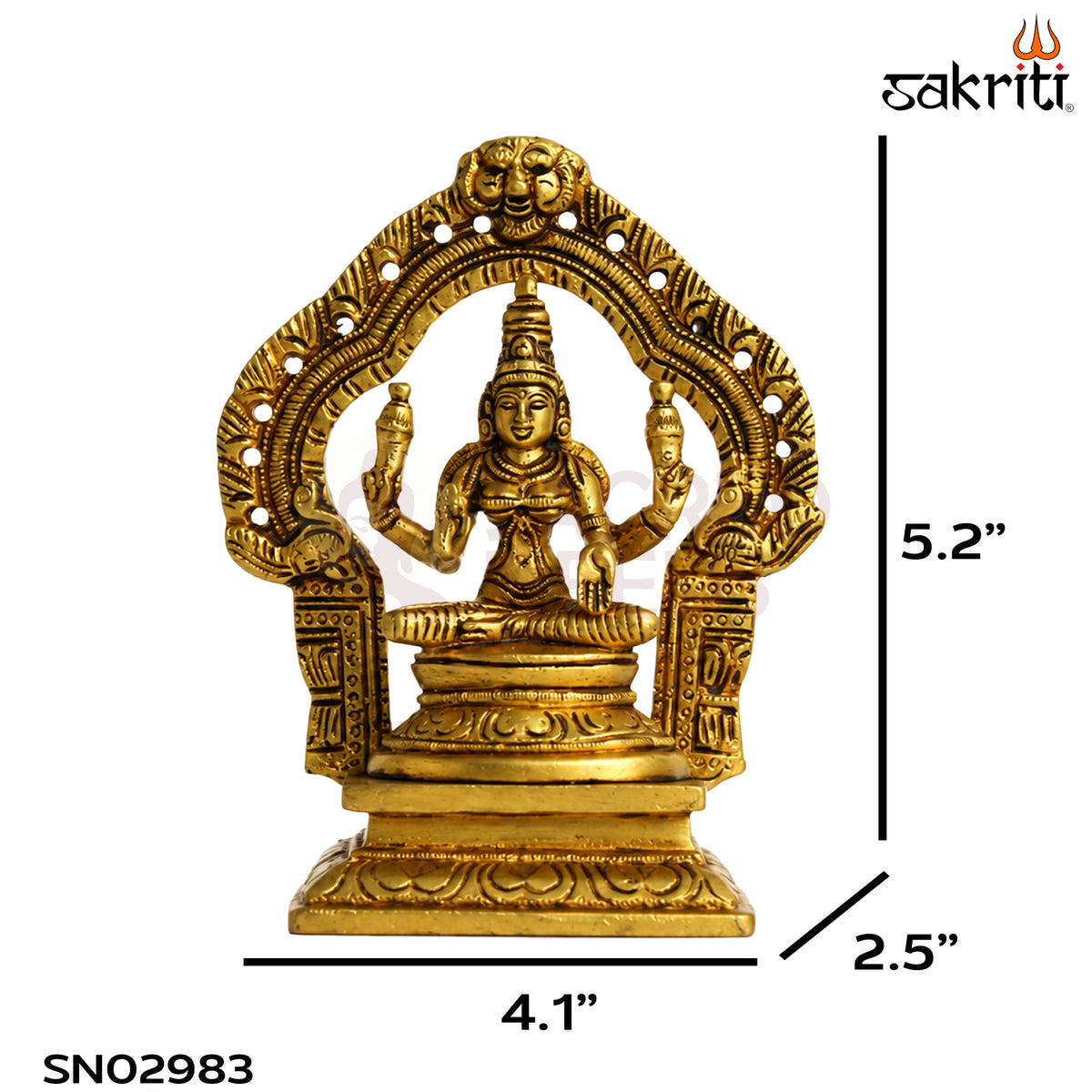 Brass Lakshmi Idol with Arch – 5.2 Inch (13.2 cm) Height | Goddess Lakshmi Statue for Home Temple, Pooja Room & Traditional Décor