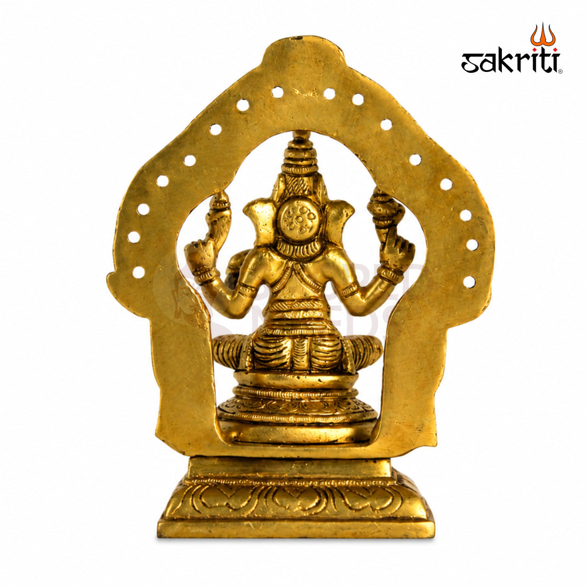 Brass Ganesha Idol with Decorative Arch – 5.3 Inch (13.5 cm) Height | Traditional Lord Ganesha Statue for Home Temple & Pooja Room.