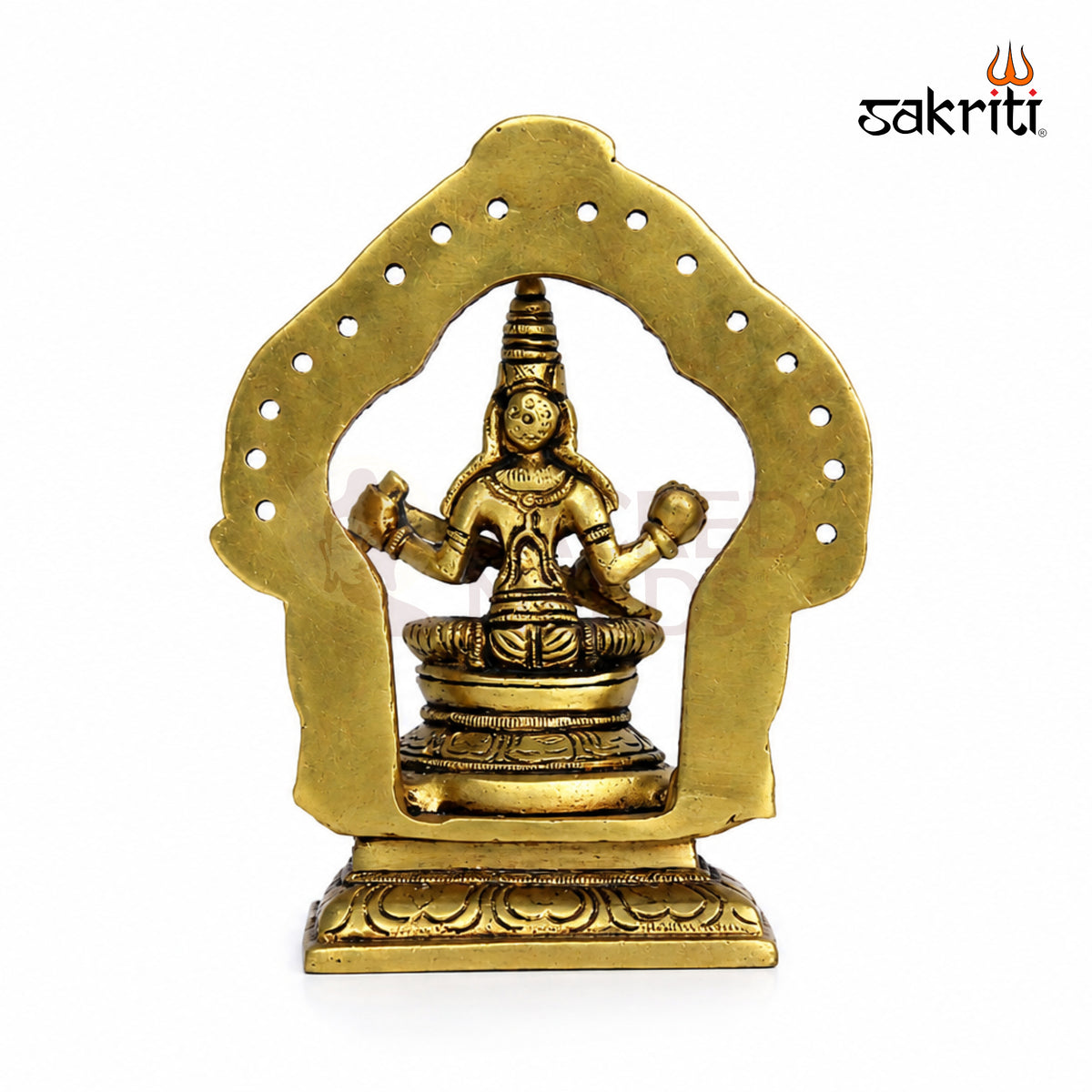 Brass Saraswathi Idol with Arch – 5.2 Inch (13.2 cm) Height | Goddess Saraswati Statue for Pooja Room, Home Temple & Study Room Décor.