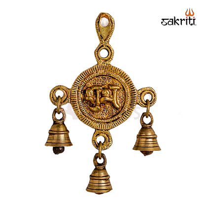 Sacred Needs Brass Shubh Labh with Ganesha Wall Hanging – 7 Inch Height (4.5 Inch Length) | Decorative & Auspicious Wall Mount for Pooja Room, Temple & Home Décor