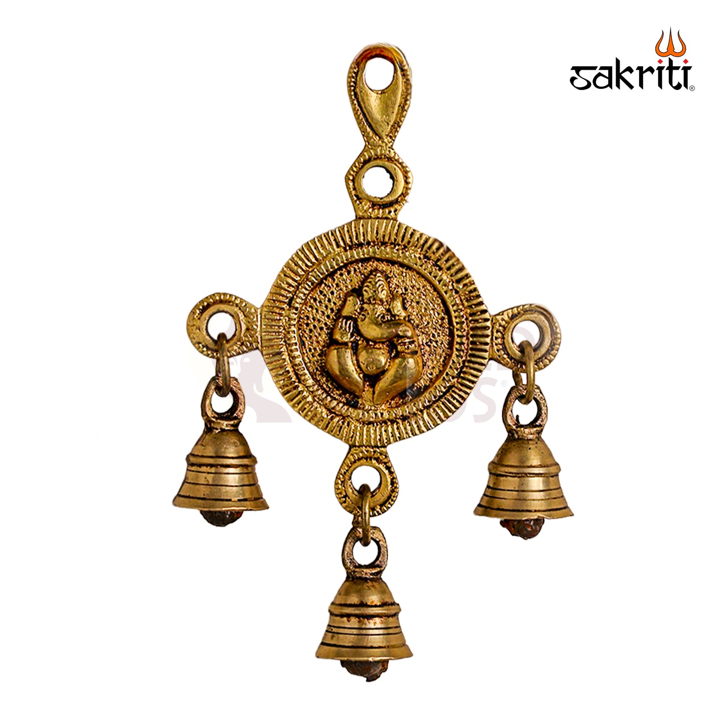 Sacred Needs Brass Shubh Labh with Ganesha Wall Hanging – 7 Inch Height (4.5 Inch Length) | Decorative & Auspicious Wall Mount for Pooja Room, Temple & Home Décor
