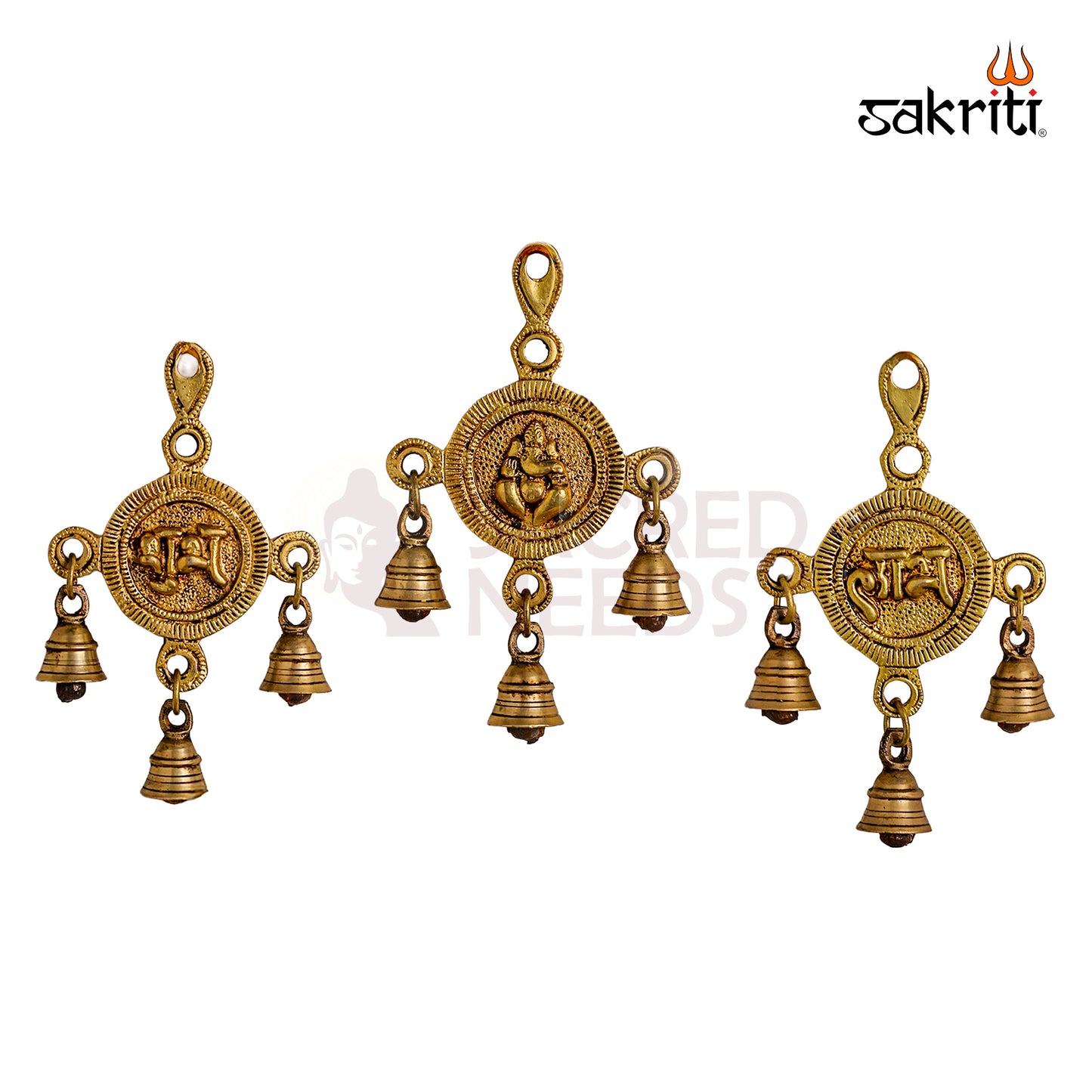 Sacred Needs Brass Shubh Labh with Ganesha Wall Hanging – 7 Inch Height (4.5 Inch Length) | Decorative & Auspicious Wall Mount for Pooja Room, Temple & Home Décor