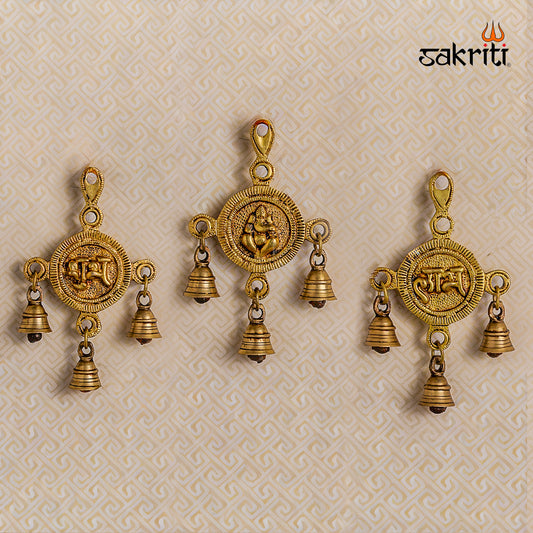 Sacred Needs Brass Shubh Labh with Ganesha Wall Hanging – 7 Inch Height (4.5 Inch Length) | Decorative & Auspicious Wall Mount for Pooja Room, Temple & Home Décor