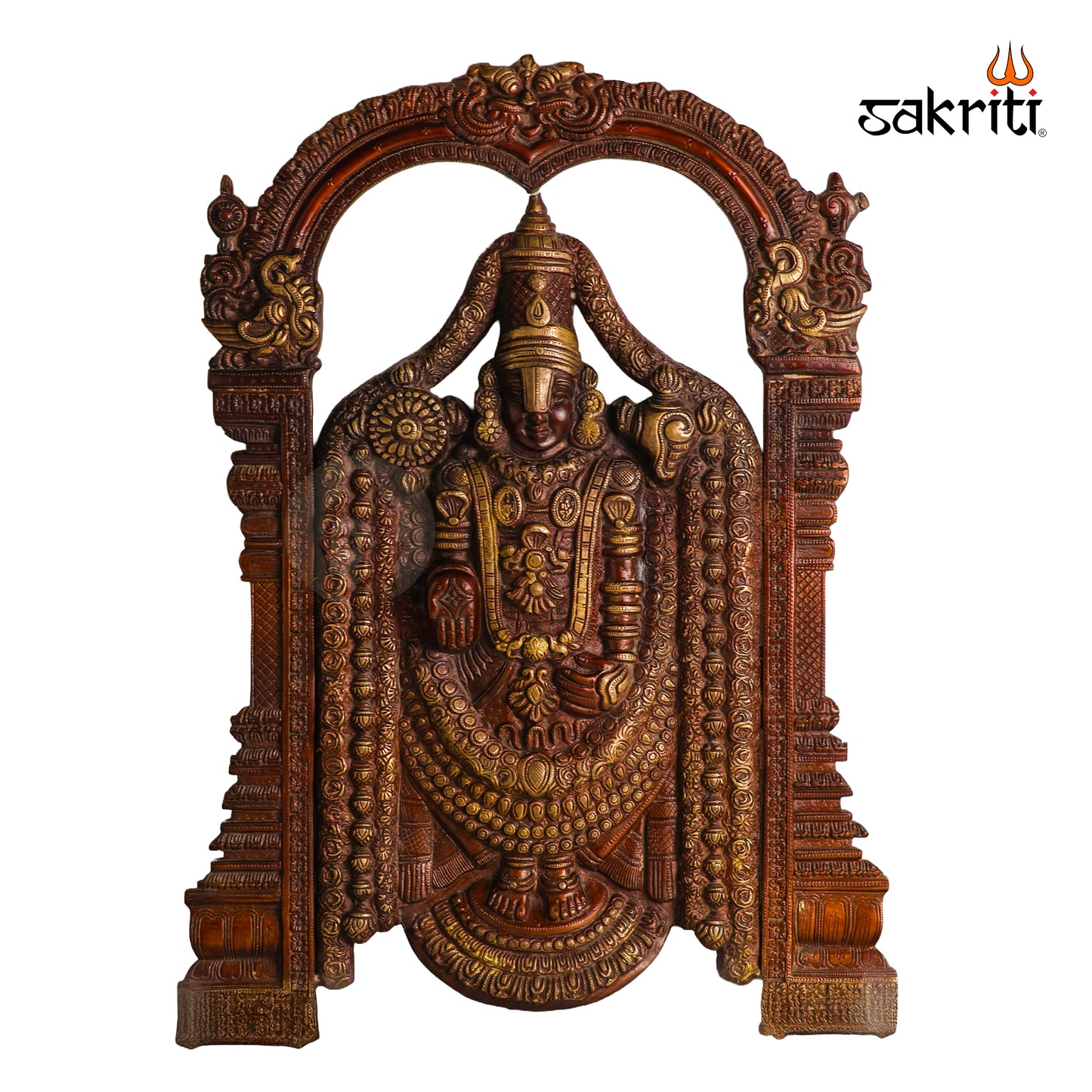 Sacred Needs Brass Balaji Wall Mount – 25.5 Inch Height | Large Decorative & Auspicious Wall Hanging for Temple, Pooja Room & Home Décor