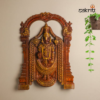 Sacred Needs Brass Balaji Wall Mount – 25.5 Inch Height | Large Decorative & Auspicious Wall Hanging for Temple, Pooja Room & Home Décor