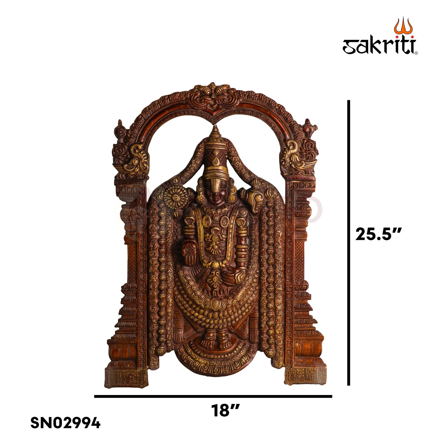 Sacred Needs Brass Balaji Wall Mount – 25.5 Inch Height | Large Decorative & Auspicious Wall Hanging for Temple, Pooja Room & Home Décor