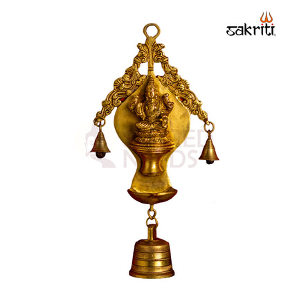 Brass Lakshmi Wall Mount with Deepam | 14 Inch Height | Traditional Hindu Wall Hanging for Pooja Room & Home Décor | SN03046