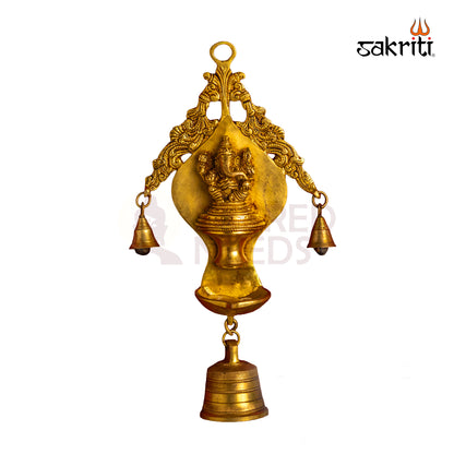 Brass Ganesha Wall Mount with Deepam | 14 Inch Height | Traditional Hindu Wall Hanging for Pooja Room & Home Décor | SN03047