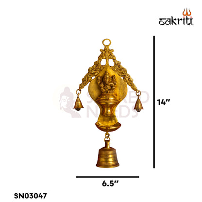 Brass Ganesha Wall Mount with Deepam | 14 Inch Height | Traditional Hindu Wall Hanging for Pooja Room & Home Décor | SN03047