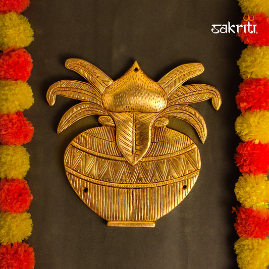 Brass Kalasam Wall Mount | 9.5 Inch Height | Traditional Kalash Wall Hanging for Pooja Room & Home Décor