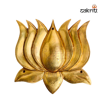 Sacred Needs Brass Lotus Wall Mount – 8 Inch (20.3 cm) Height | Decorative Brass Lotus Wall Hanging for Pooja Room & Home Décor
