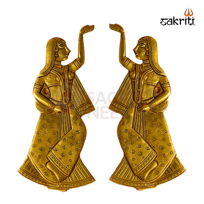 Sacred Needs Brass Gopiyar Wall Mount Set – 8.1 Inch (20.6 cm) Height | Traditional Brass Wall Hanging for Pooja Room & Temple Décor