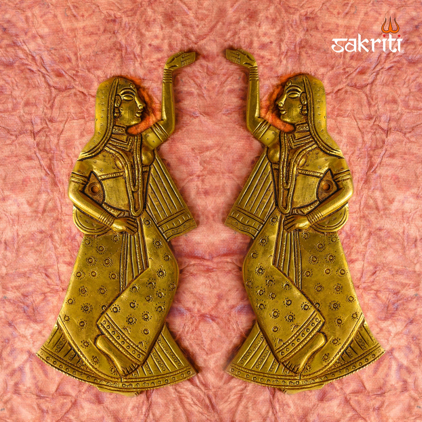 Sacred Needs Brass Gopiyar Wall Mount Set – 8.1 Inch (20.6 cm) Height | Traditional Brass Wall Hanging for Pooja Room & Temple Décor