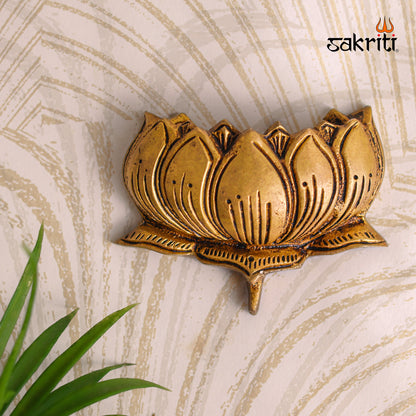 Sacred Needs Brass Lotus Wall Mounted – 2.4 Inch (6.1 cm) Height | Mini Brass Lotus Wall Decor for Pooja Room & Home Décor