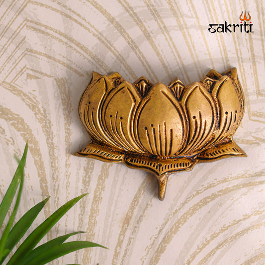 Sacred Needs Brass Lotus Wall Mounted – 2.4 Inch (6.1 cm) Height | Mini Brass Lotus Wall Decor for Pooja Room & Home Décor