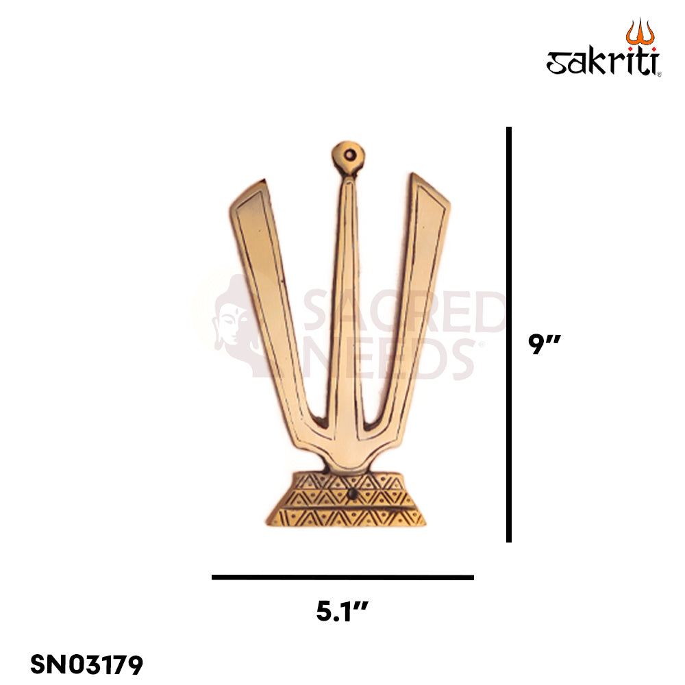 Sacred Needs Brass Namam Sangu Sakram Wall Mount with Garudan & Hanuman – 9 Inch (22.9 cm) Height | Decorative Brass Wall Plate for Temple & Pooja Room