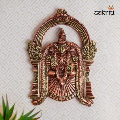Sacred Needs Brass Padmavathi Wall Mounted Plate (BC) – 7.6 Inch (19.3 cm) Height | Goddess Padmavathi Brass Wall Decor for Pooja Room & Temple