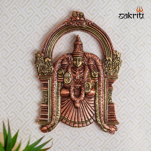 Sacred Needs Brass Padmavathi Wall Mounted Plate (BC) – 7.6 Inch (19.3 cm) Height | Goddess Padmavathi Brass Wall Decor for Pooja Room & Temple