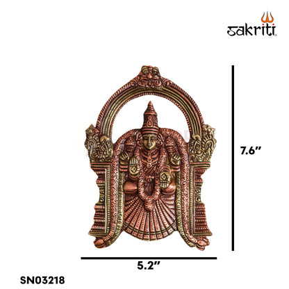 Sacred Needs Brass Padmavathi Wall Mounted Plate (BC) – 7.6 Inch (19.3 cm) Height | Goddess Padmavathi Brass Wall Decor for Pooja Room & Temple