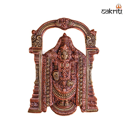 Sacred Needs Brass Balaji with Arch Idol – 8 Inch (20.3 cm) Height | Lord Venkateswara (Tirupati Balaji) Brass Statue for Pooja Room & Home Temple
