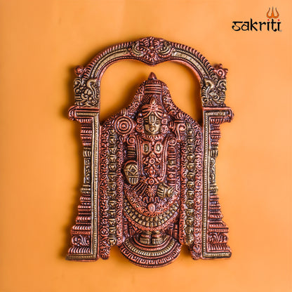 Sacred Needs Brass Balaji with Arch Idol – 8 Inch (20.3 cm) Height | Lord Venkateswara (Tirupati Balaji) Brass Statue for Pooja Room & Home Temple
