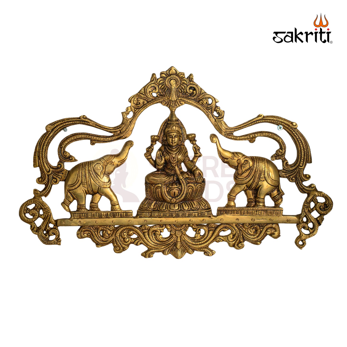 Sacred Needs Brass Gajalakshmi Plate Wall Mount – 11.2 Inch (28.4 cm) Height | Decorative Goddess Lakshmi Wall Hanging for Pooja Room & Home Décor