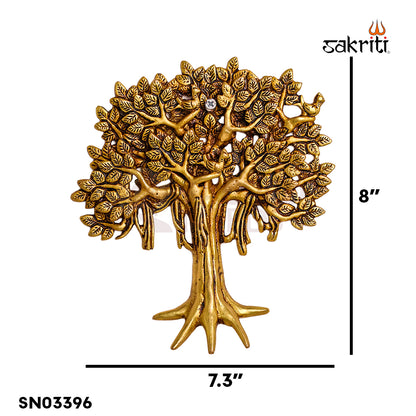 Sacred Needs Brass Tree Wall Mount – 8 Inch (20.3 cm) Height | Decorative Brass Tree of Life Wall Hanging for Pooja Room & Home Décor