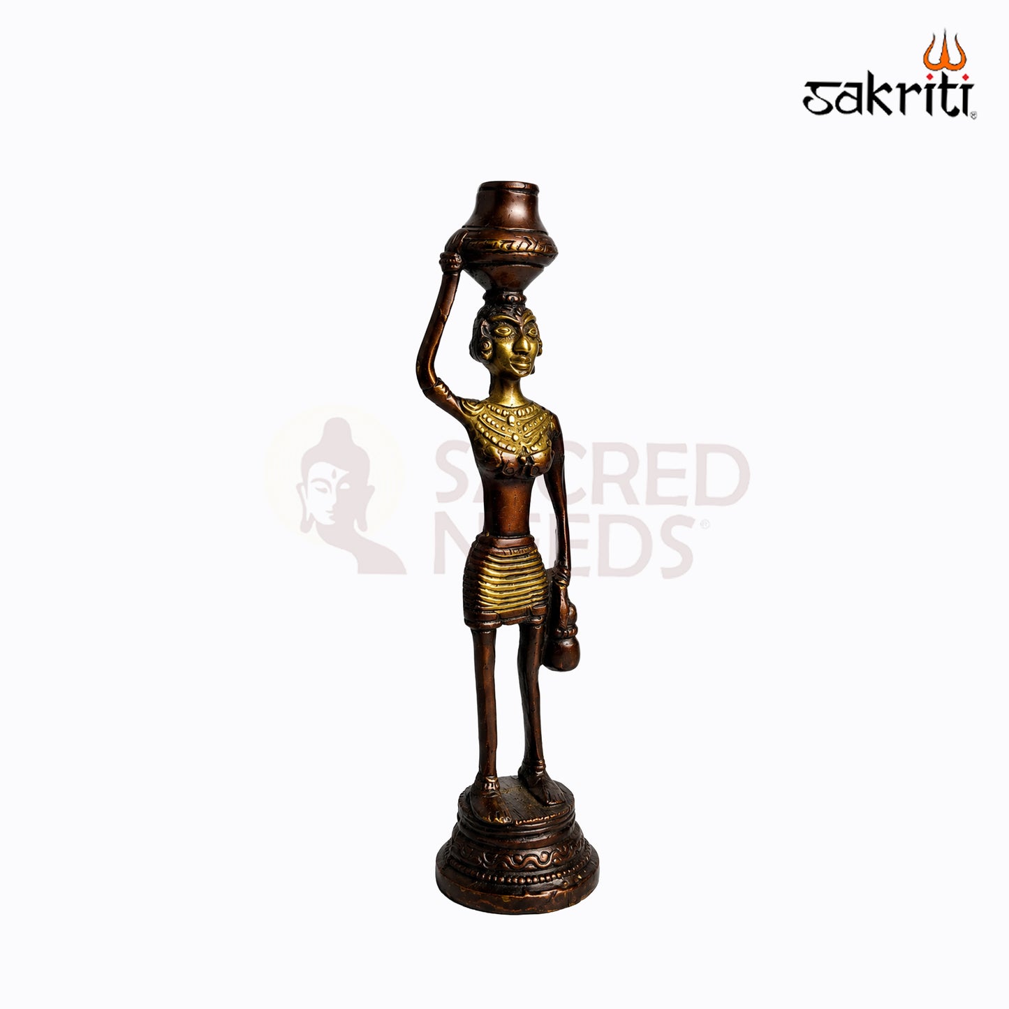 Brass Tribal Lady Set – 7.6 Inch Height | Set of 5 Handcrafted Brass Tribal Lady Figurines for Home Decor & Gifting