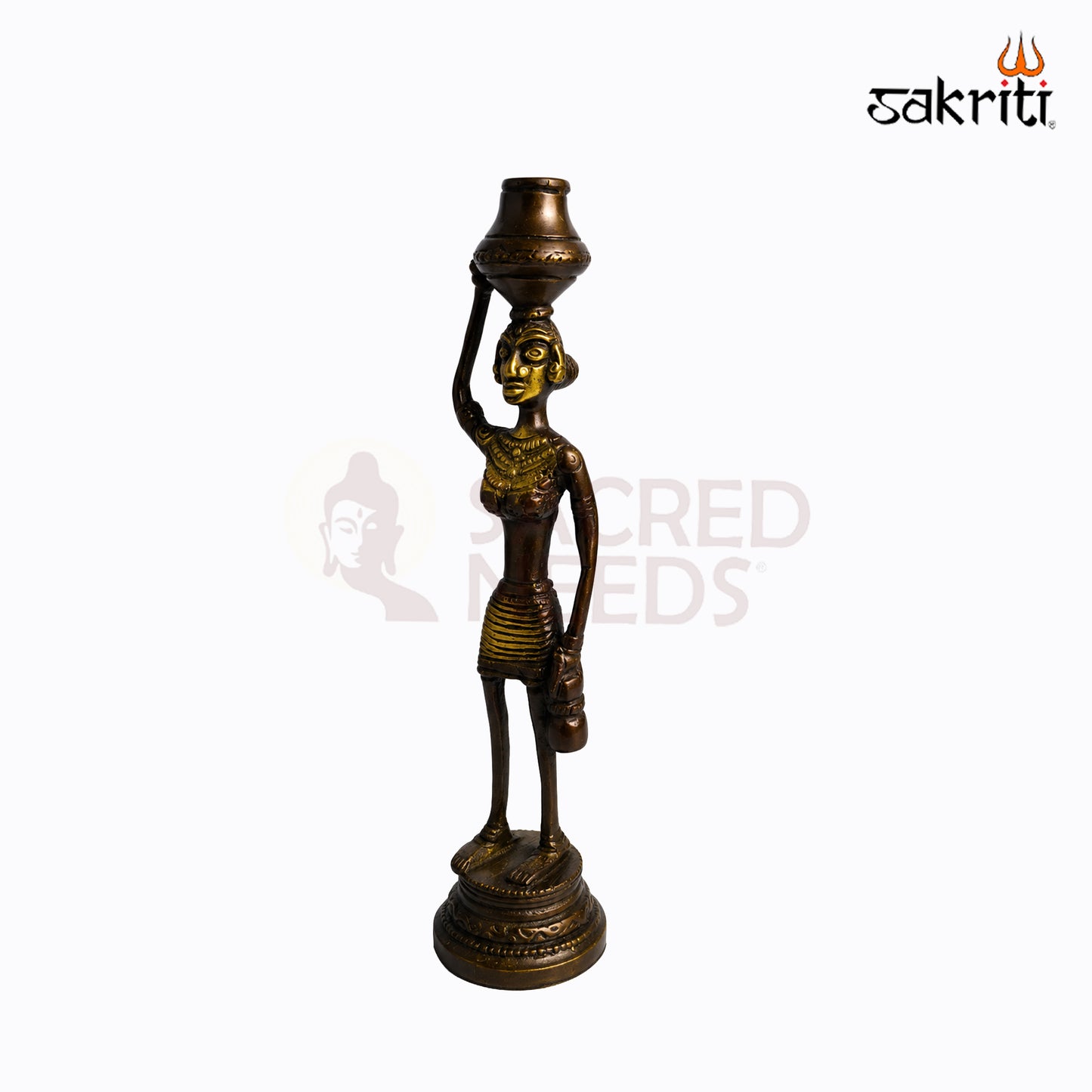 Brass Tribal Lady Set – 7.6 Inch Height | Set of 5 Handcrafted Brass Tribal Lady Figurines for Home Decor & Gifting