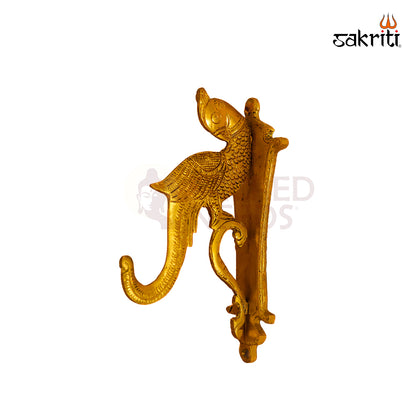 Sacred Needs Brass Parrot Bracket – 8.5 Inch (21.6 cm) Height | Traditional Decorative Brass Wall Bracket for Temple, Swing & Home Décor