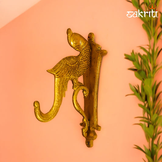 Sacred Needs Brass Parrot Bracket – 8.5 Inch (21.6 cm) Height | Traditional Decorative Brass Wall Bracket for Temple, Swing & Home Décor