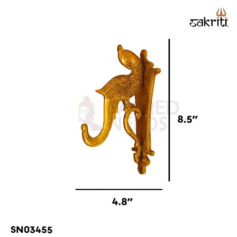 Sacred Needs Brass Parrot Bracket – 8.5 Inch (21.6 cm) Height | Traditional Decorative Brass Wall Bracket for Temple, Swing & Home Décor