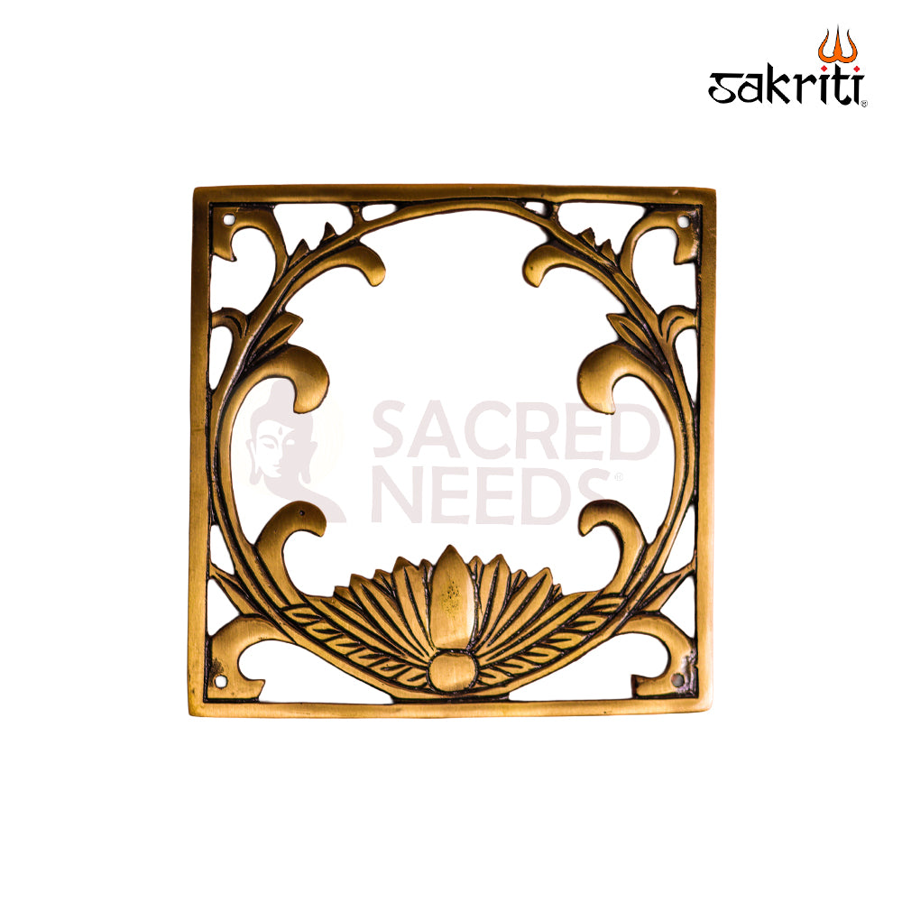 Sacred Needs Brass Lotus Plate Wall Mount – 6.3 Inch (16 cm) Height | Decorative Brass Lotus Wall Hanging for Pooja Room & Home Décor