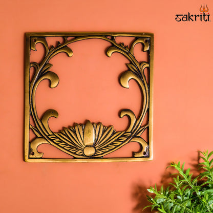 Sacred Needs Brass Lotus Plate Wall Mount – 6.3 Inch (16 cm) Height | Decorative Brass Lotus Wall Hanging for Pooja Room & Home Décor