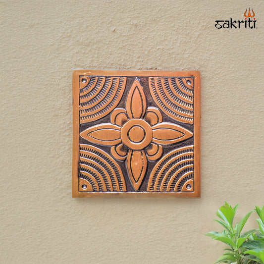Sacred Needs Brass Flower Wall Mounted Plate – 6 Inch (15.2 cm) | Decorative Brass Floral Wall Hanging for Pooja Room & Home Décor