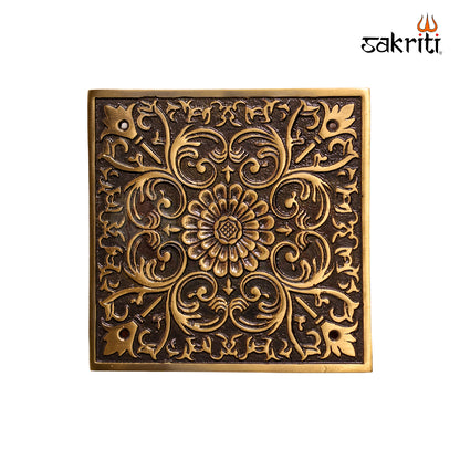 Sacred Needs Brass Flower Wall Mounted Plate – 6 Inch (15.2 cm) | Decorative Brass Floral Wall Hanging for Pooja Room & Home Décor